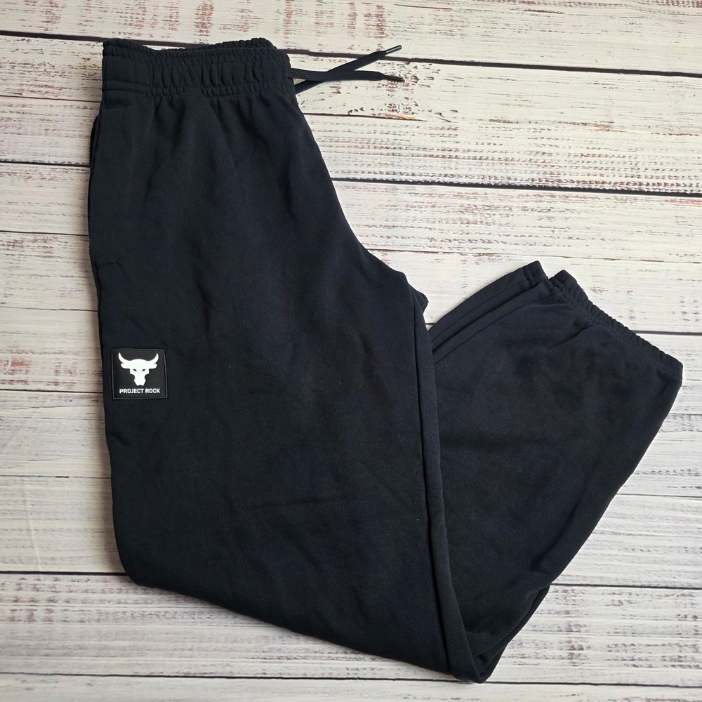 Under Armour Project Rock‎ Mens 2XL Black Heavyweight Terry Jogger Sweatpants